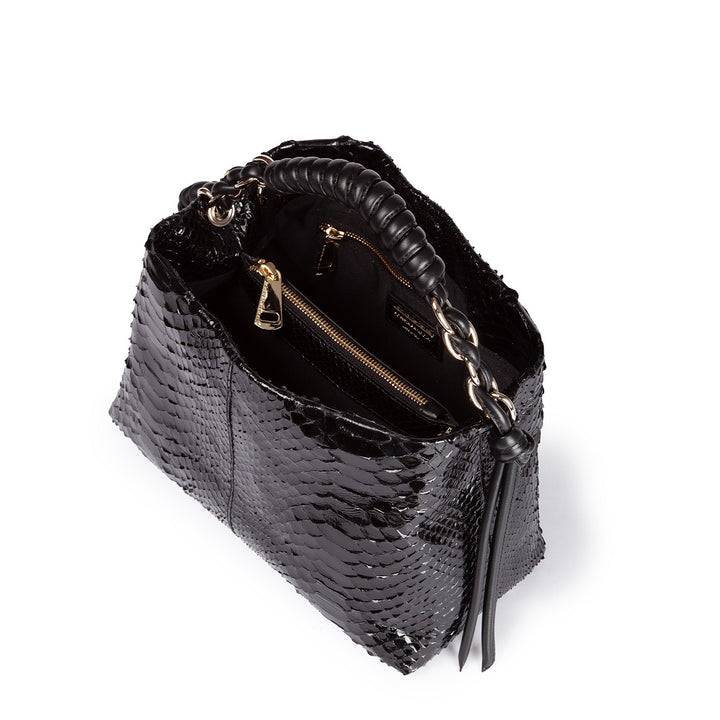 Roberta Gandolfi Amina Pitone small borsa a mano in pitone con finiture in pelle manico tubolare fasciato e tracolla staccabile Vendita