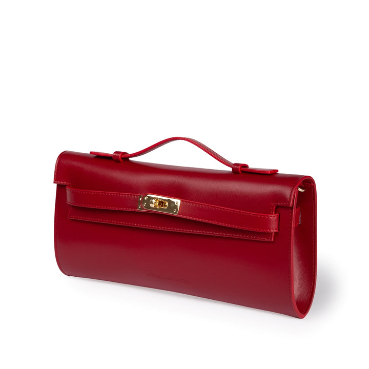 Roberta Gandolfi Jade cluch borsa in pelle con chiusura manico retrattile e tracolla staccabile e regolabile Spedizione Gratuita