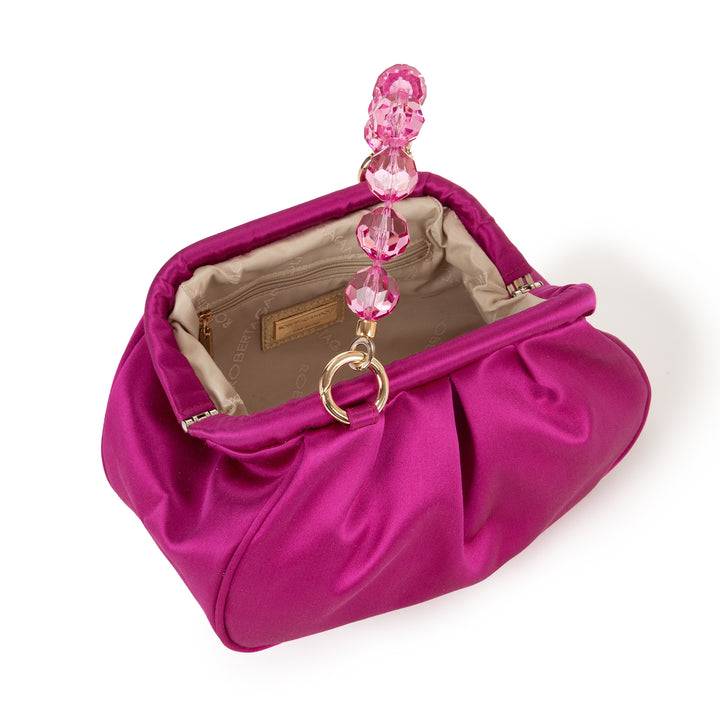 Roberta Gandolfi Sirenetta Puffy mini bag in raso di seta e manico gioiello Vendita Calda