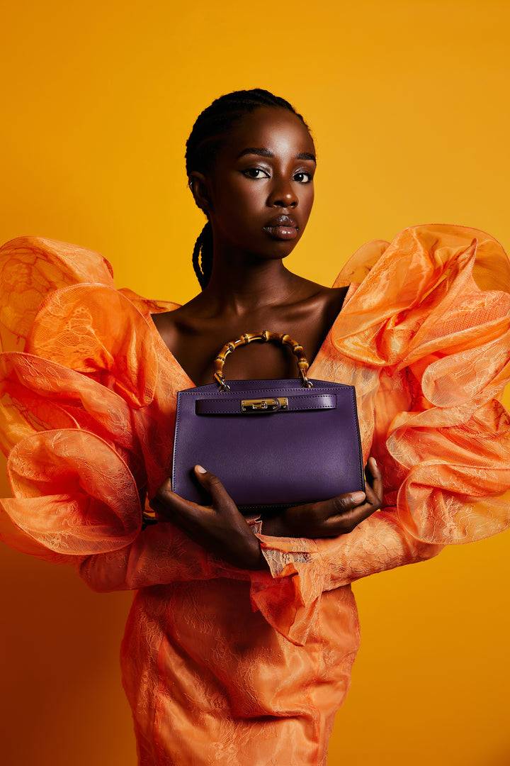 Roberta Gandolfi Lola small borsa in pelle con manico in vero legno di bambù e tracolla staccabile Negozio
