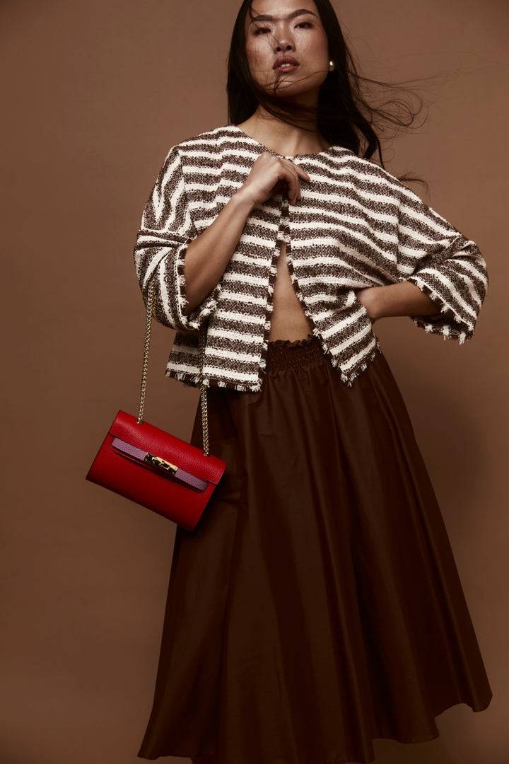 Roberta Gandolfi Chiara tracollina crossbody con chiusura girello e tracolla in catena Italia