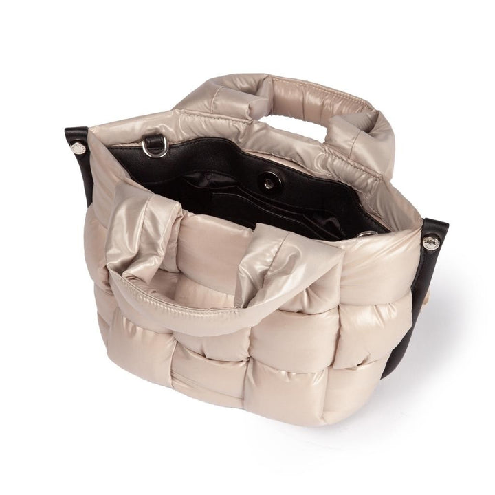 Roberta Gandolfi Greta Mini borsa in tessuto antigoccia imbottita ed intrecciata a mano con finiture in pelle 2025
