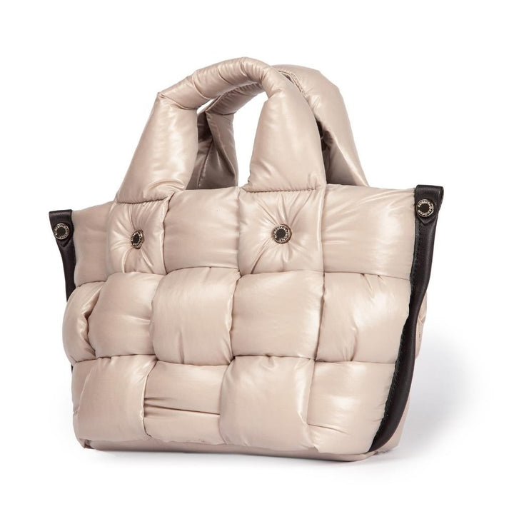 Roberta Gandolfi Greta Mini borsa in tessuto antigoccia imbottita ed intrecciata a mano con finiture in pelle 2025