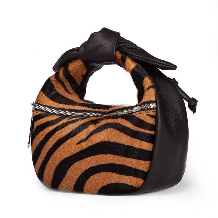 Roberta Gandolfi Bunny Pony mini bag in pony stampa animalier e finiture in pelle di vitello con tracolla staccabile In Linea