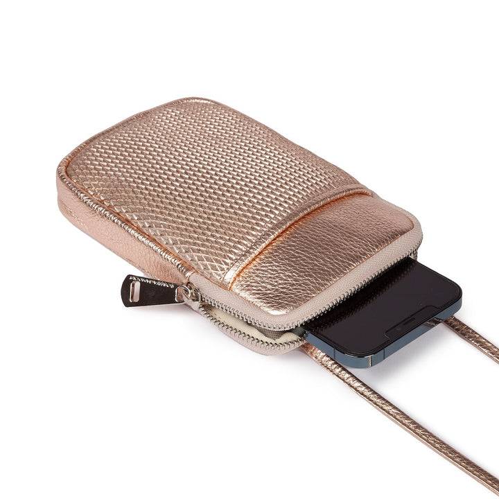 Roberta Gandolfi Yuma Phone holder in pelle di vitello con tracolla staccabile e regolabile e tasca esterna Spedizione Gratuita