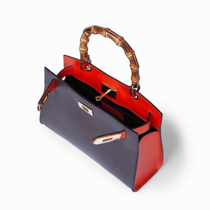 Roberta Gandolfi Lola small borsa in pelle con manico in vero legno di bambù e tracolla staccabile Qualità Garantita