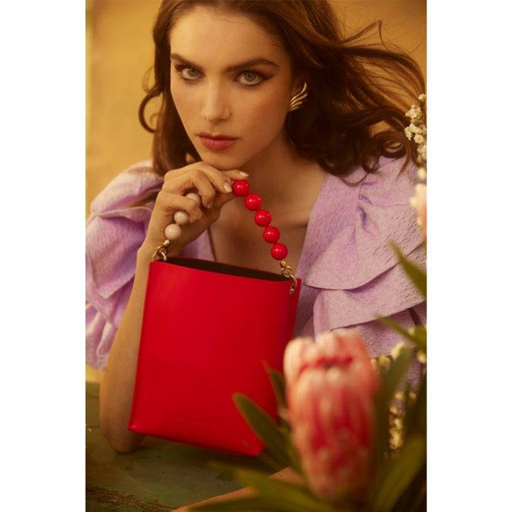 Roberta Gandolfi Zoe mini bag in pelle bicolor e manico gioiello Acquista Ora