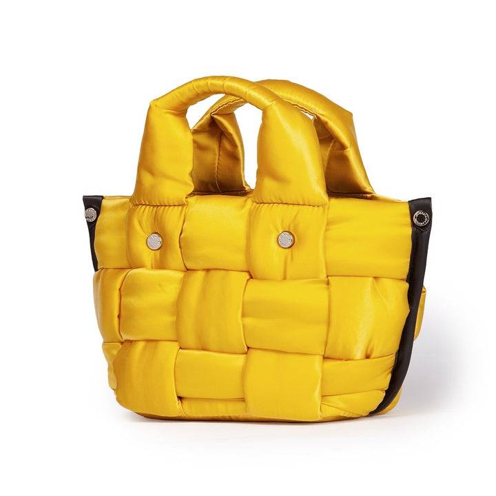 Roberta Gandolfi Greta Mini borsa in tessuto antigoccia imbottita ed intrecciata a mano con finiture in pelle Consegna Veloce