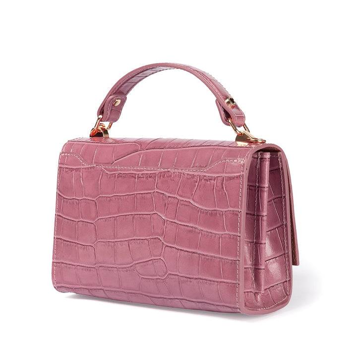 Roberta Gandolfi Nicole cocco compact crossbody borsa in pelle stampa cocco con tramezza interna e tasca esterna con tracolla staccabile e regolabile Sconto