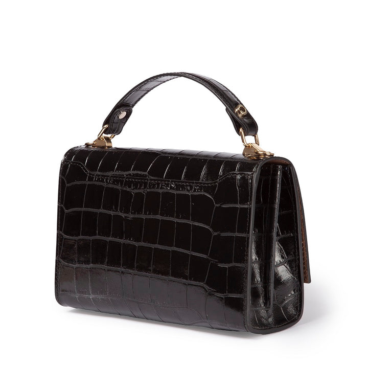 Roberta Gandolfi Nicole cocco compact crossbody borsa in pelle stampa cocco con tramezza interna e tasca esterna con tracolla staccabile e regolabile Offerta