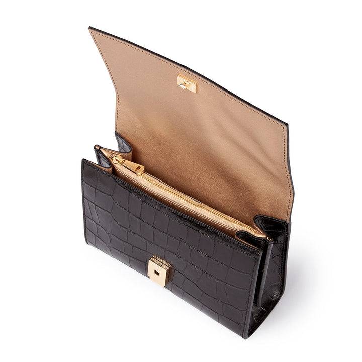 Roberta Gandolfi Nicole cocco compact crossbody borsa in pelle stampa cocco con tramezza interna e tasca esterna con tracolla staccabile e regolabile Offerta