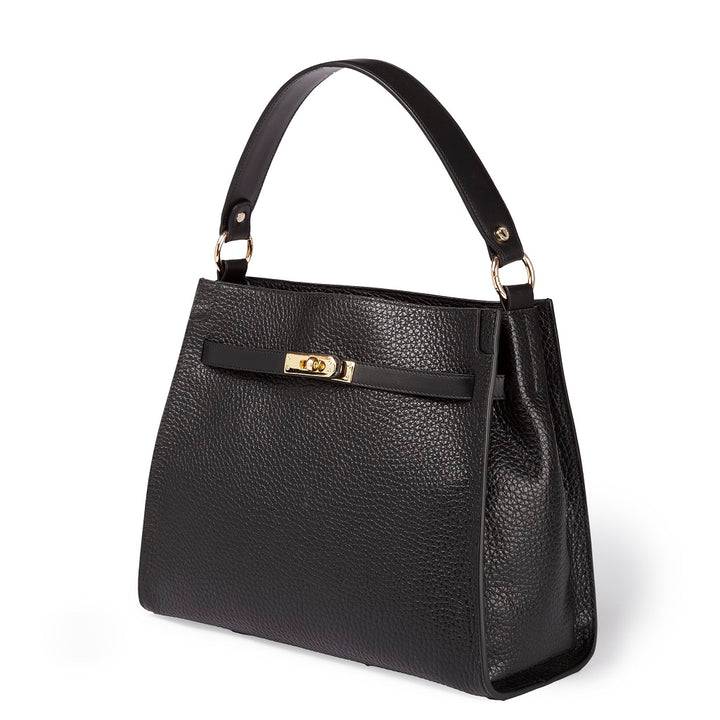 Roberta Gandolfi Frida Satchel in pelle martellata con tracolla logata in tessuto regolabile Qualità