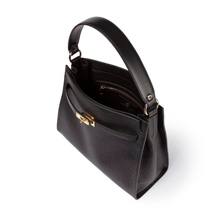 Roberta Gandolfi Frida Satchel in pelle martellata con tracolla logata in tessuto regolabile Qualità
