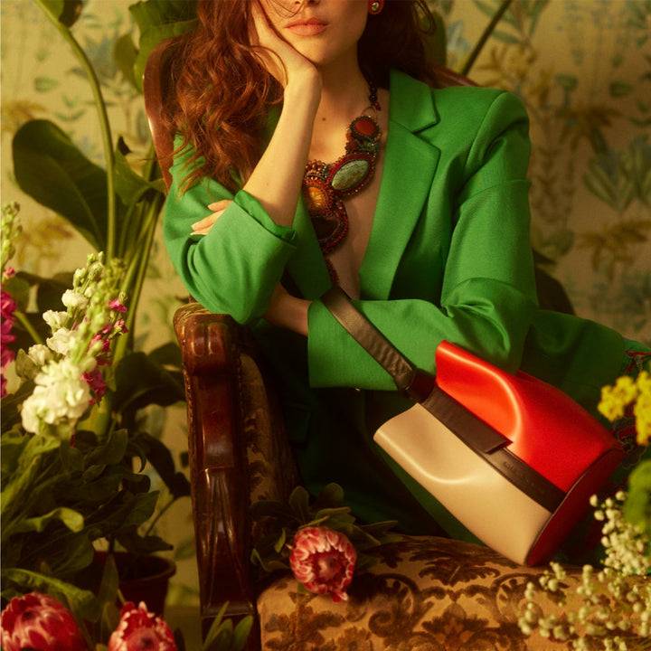 Roberta Gandolfi Cinzia Bucket small in pelle bicolor con tracolla staccabile Online