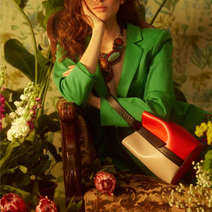 Roberta Gandolfi Cinzia Bucket small in pelle bicolor con tracolla staccabile Outlet