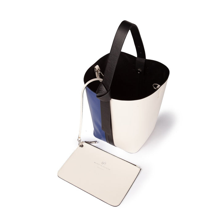 Roberta Gandolfi Cinzia Bucket medium medium in pelle bicolor con tracolla staccabile Consegna Veloce