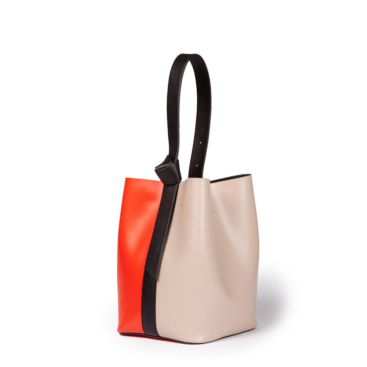 Roberta Gandolfi Cinzia Bucket medium in pelle bicolor con tracolla staccabile Promozione Limitata