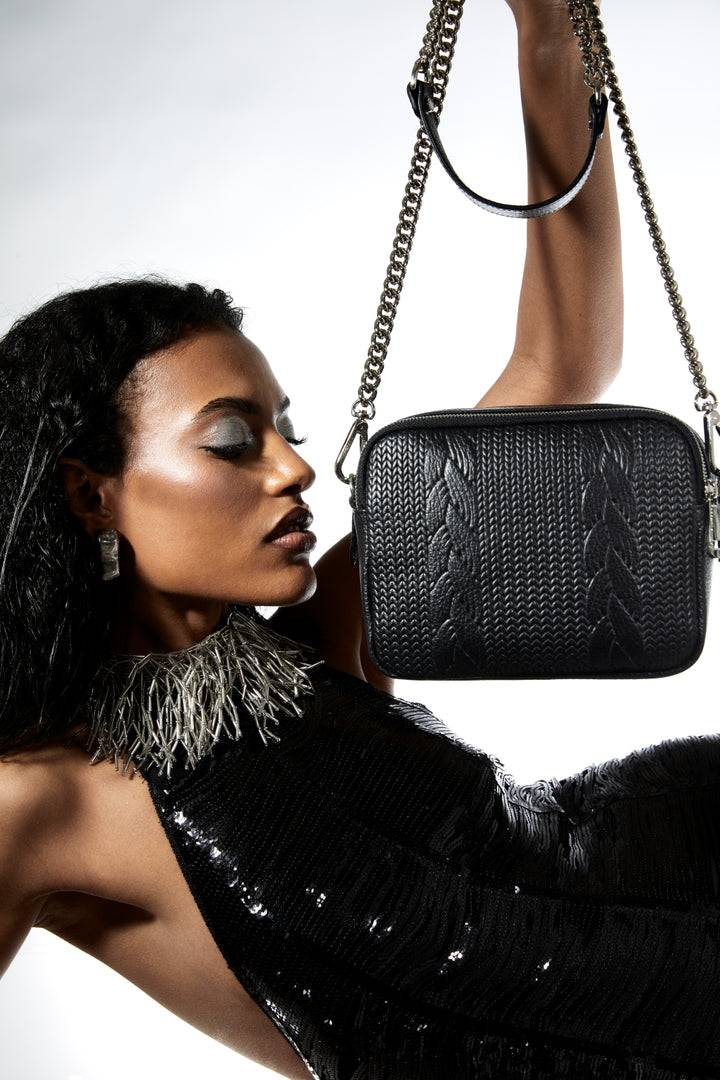 Roberta Gandolfi Camera Treccia borsa a spalla e crossbody in pelle stampata con tracolla catena Qualità