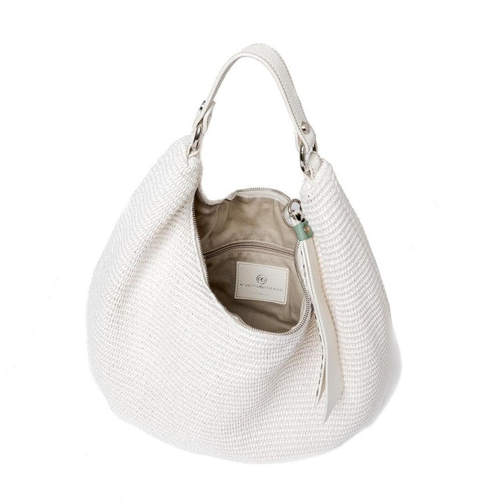 Roberta Gandolfi Beatrice Hobo medium in raffia e finiture in pelle con dettaglio animalier e tracolla staccabile Affare Del Giorno