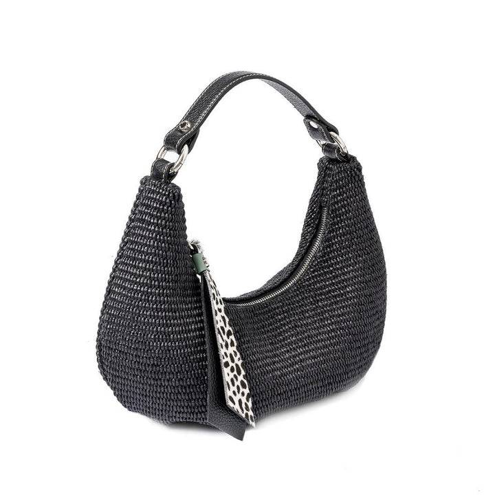 Roberta Gandolfi Beatrice Hobo small in raffia e finiture in pelle con dettaglio animalier e tracolla staccabile Prezzo Ridotto