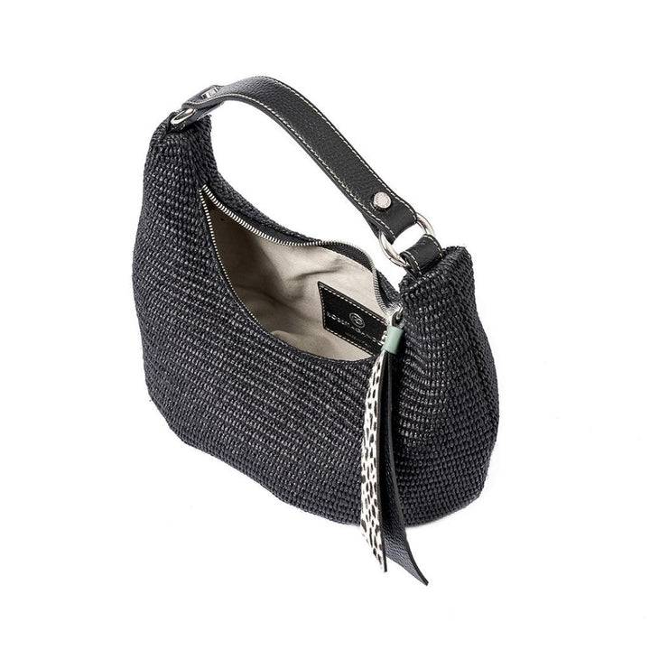 Roberta Gandolfi Beatrice Hobo small in raffia e finiture in pelle con dettaglio animalier e tracolla staccabile Prezzo Ridotto