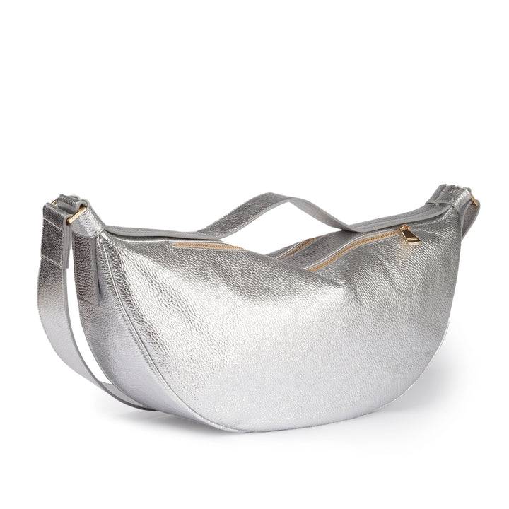 Roberta Gandolfi Micol Banana cross body in vitello martellato metal con tracolla regolabile Online