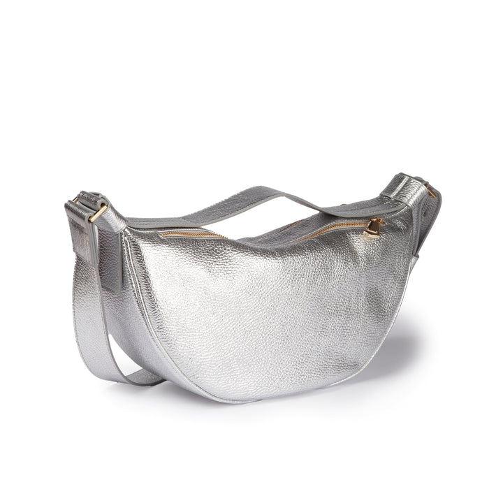 Roberta Gandolfi Micol Banana small cross body in vitello martellato metal con tracolla regolabile Saldi Di Fabbrica