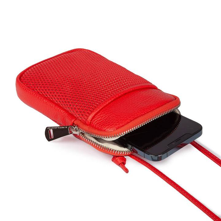 Roberta Gandolfi Yuma Phone holder in pelle di vitello con tracolla staccabile e regolabile e tasca esterna Saldi Di Fabbrica