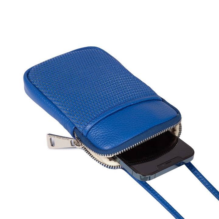 Roberta Gandolfi Yuma Phone holder in pelle di vitello con tracolla staccabile e regolabile e tasca esterna Promozione