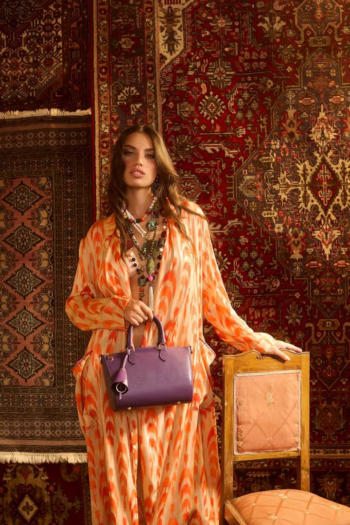 Roberta Gandolfi Nicole bowling in pelle stampa "light saffiano" con tracolla staccabile e regolabile Qualità Garantita