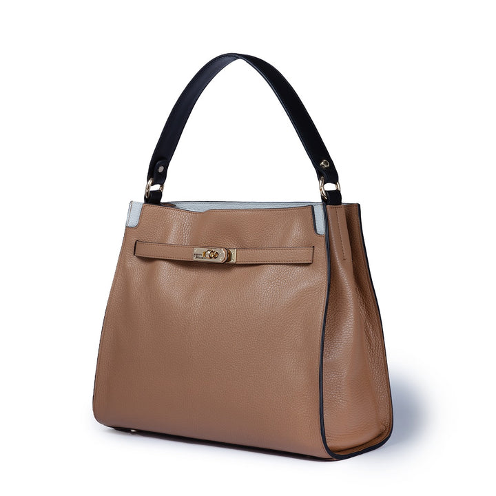 Roberta Gandolfi Frida Satchel in pelle martellata con tracolla logata in tessuto regolabile Negozi Online