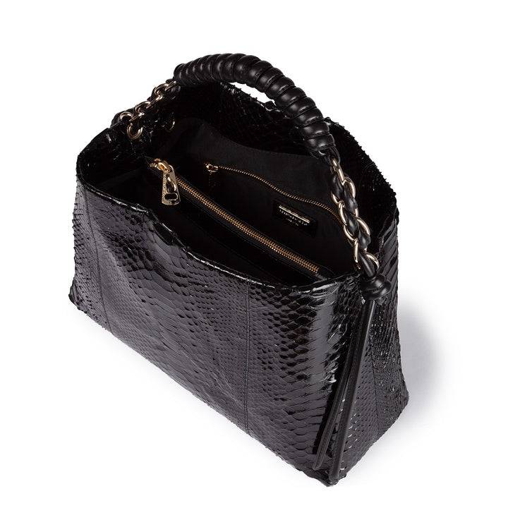 Roberta Gandolfi Amina Pitone large borsa a mano in pitone e finiture in pelle di vitello con manico tubolare fasciato e tracolla staccabile Vendita
