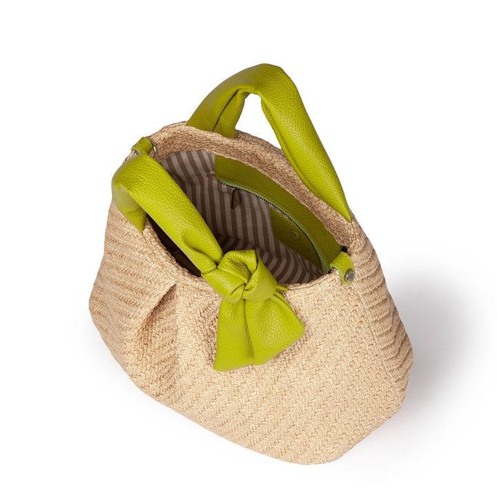 Roberta Gandolfi Matilde Handbag in rafia e pelle con tracolla staccabile Vendite Flash