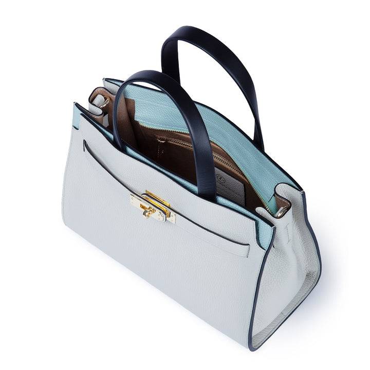 Roberta Gandolfi Frida Handbag in pelle martellata con tracolla logata in tessuto regolabile Saldi Di Fabbrica