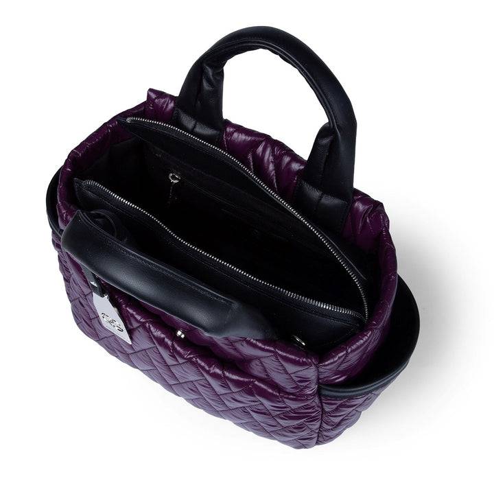 Roberta Gandolfi Noemi medium borsa a mano in tessuto antigoccia con finiture in pelle e tracolla staccabile Ritorno libero