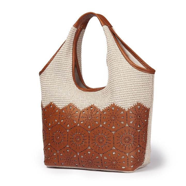 Roberta Gandolfi Giulia Hobo in rafia e pelle il pannello tagliato al laser è interamente cucito a mano Fino al 65% di sconto