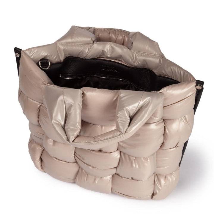 Roberta Gandolfi Greta large borsa in tessuto antigoccia imbottita ed intrecciata a mano con finiture in pelle Sostegno trimestrale