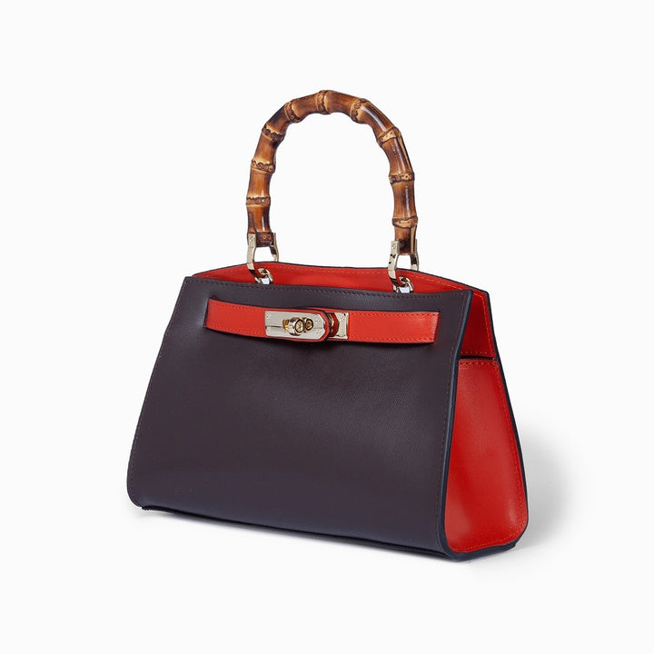 Roberta Gandolfi Lola small borsa in pelle con manico in vero legno di bambù e tracolla staccabile Limitato a 3 giorni