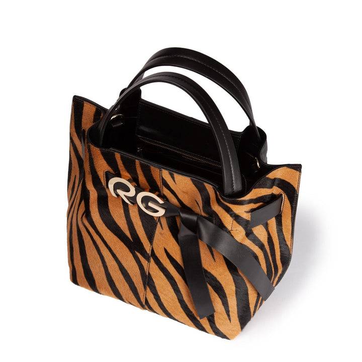 Roberta Gandolfi Dafne pony medium borsa a mano in pelle stampa animalier con tracolla staccabile 2025