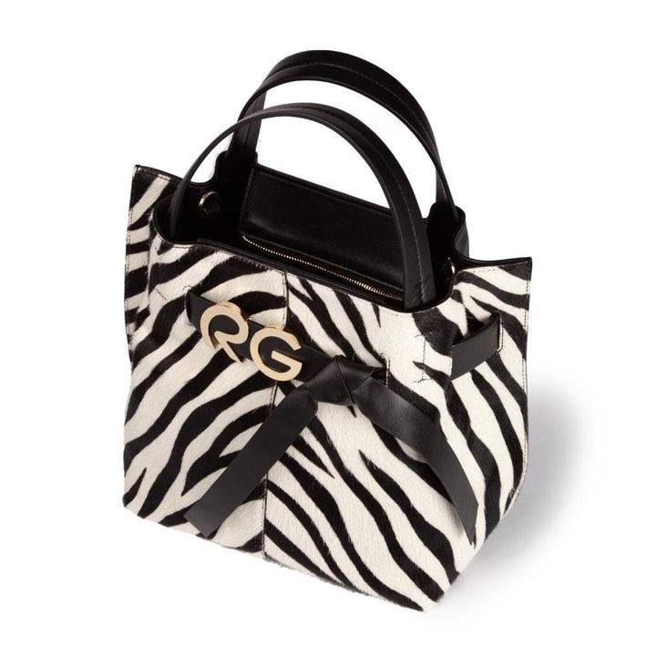 Roberta Gandolfi Dafne pony medium borsa a mano in pelle stampa animalier con tracolla staccabile Italy