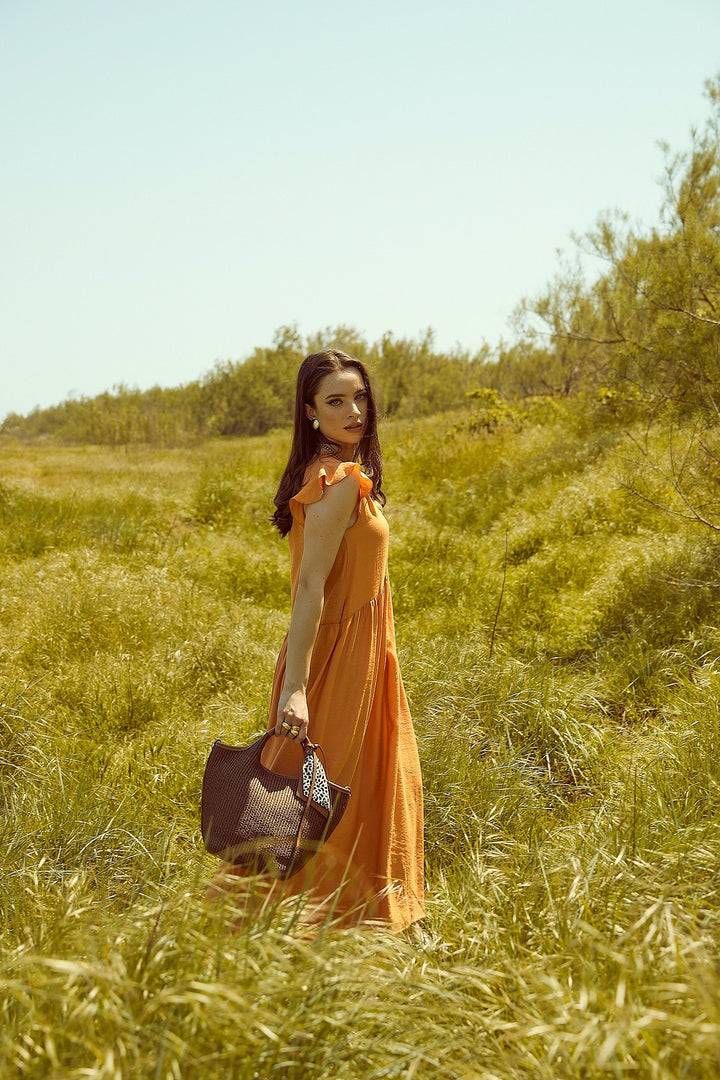Roberta Gandolfi Beatrice Handbag in raffia con finiture in pelle con dettaglio animalier e tracolla staccabile Sottocosto