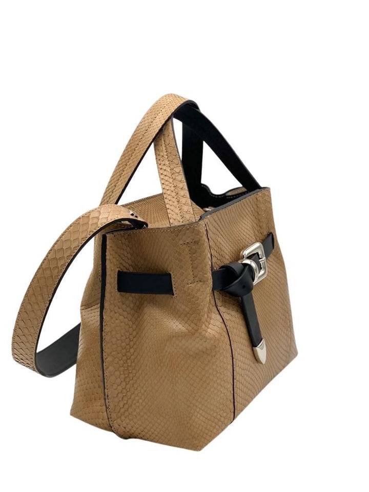 Roberta Gandolfi Martina small borsa in pitone vero con finiture in pelle di vitello Outlet