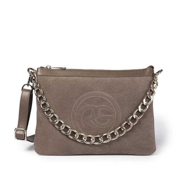 Roberta Gandolfi Alice small borsa in camoscio e pelle martellata con tracolla regolabile e staccabile Saldi