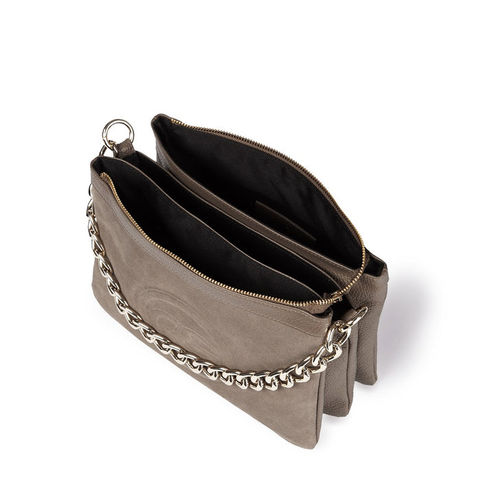 Roberta Gandolfi Alice small borsa in camoscio e pelle martellata con tracolla regolabile e staccabile Saldi