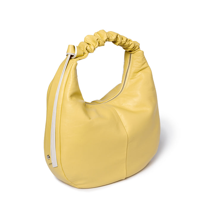 Roberta Gandolfi Azzurro Hobo large in morbida pelle nappa con manico arricciato regolabile Rilascio limitato