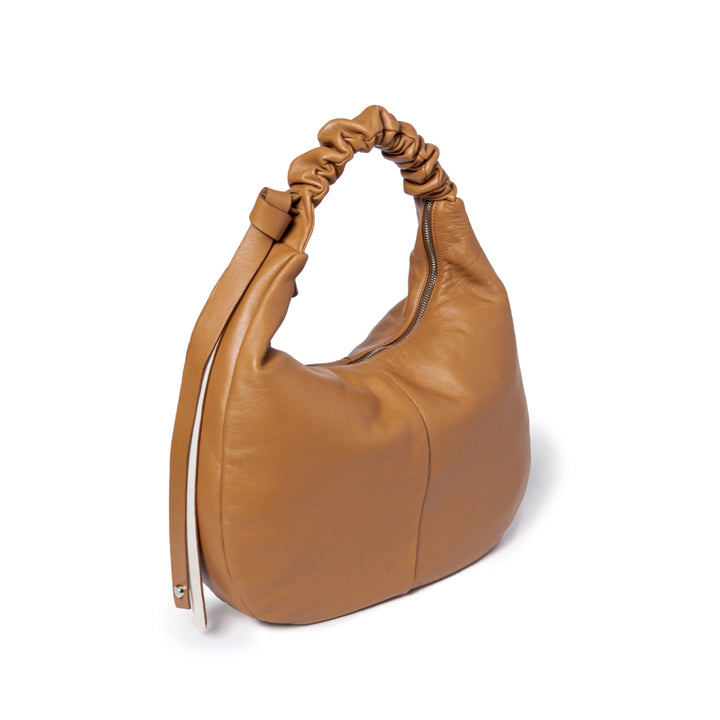 Roberta Gandolfi Azzurro Hobo large in morbida pelle nappa con manico arricciato regolabile Ultimi tre giorni