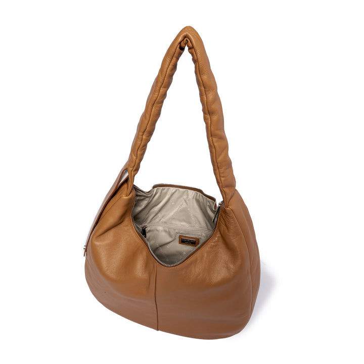Roberta Gandolfi Azzurro Hobo large in morbida pelle nappa con manico arricciato regolabile Ultimi tre giorni