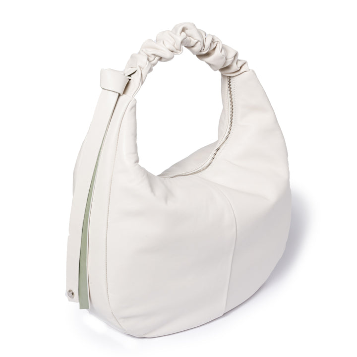 Roberta Gandolfi Azzurro Hobo large in morbida pelle nappa con manico arricciato regolabile ACQUISTA ORA