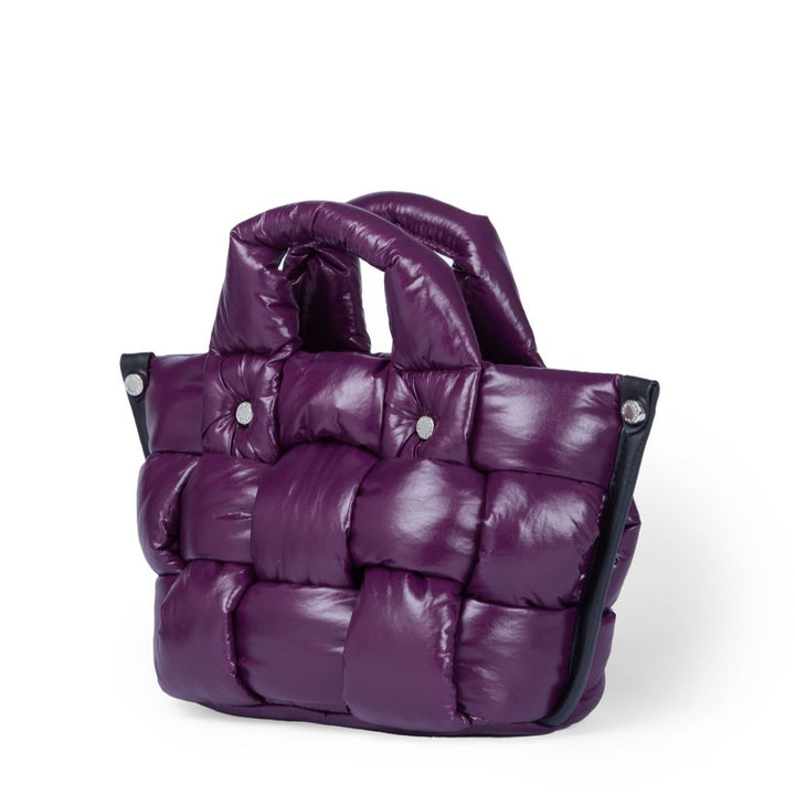 Roberta Gandolfi Greta Mini borsa in tessuto antigoccia imbottita ed intrecciata a mano con finiture in pelle Esporta salva