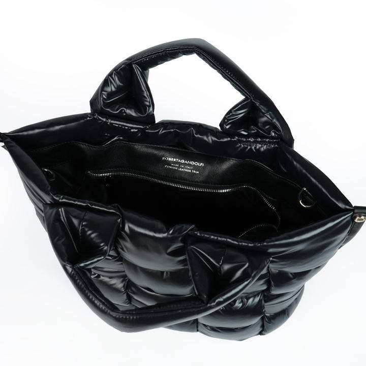Roberta Gandolfi Greta large borsa in tessuto antigoccia imbottita ed intrecciata a mano con finiture in pelle Black Friday Prezzi